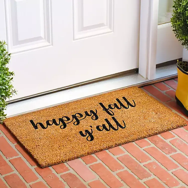 Kirklands Home Cursive Happy Fall Y'all Coir Doormat, 24x36 Outlet