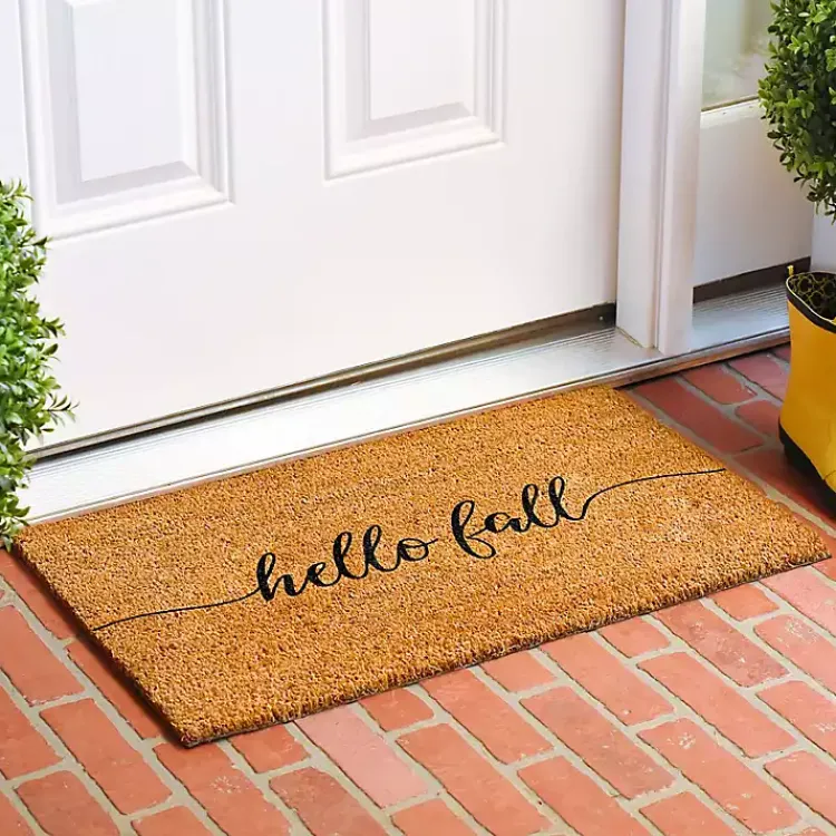 Kirklands Home Cursive Hello Fall Coir Doormat, 17x29