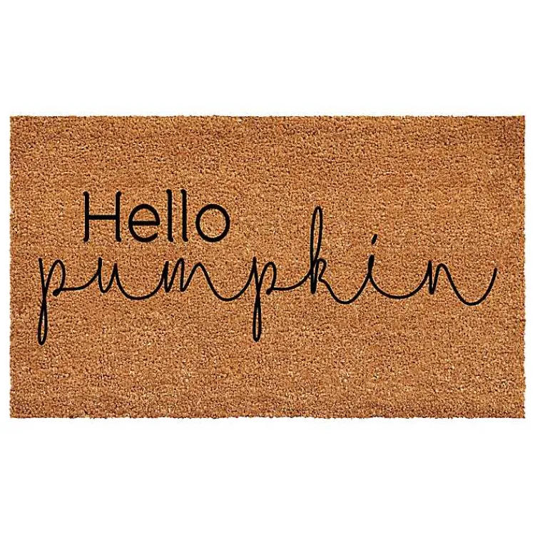 Kirklands Home Cursive Hello Pumpkin Fall Coir Doormat Hot