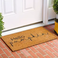 Kirklands Home Cursive Hello Pumpkin Fall Coir Doormat Hot