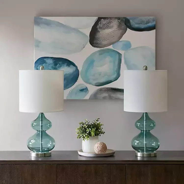 Kirklands Home Curved Glass Table Lamps, Set of 2 Blue Online
