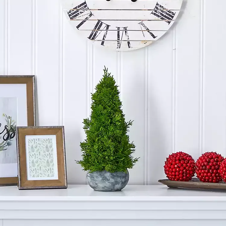 Christmas Arrangements & Garland>Kirklands Home Cypress Cone Tree with Planter Green