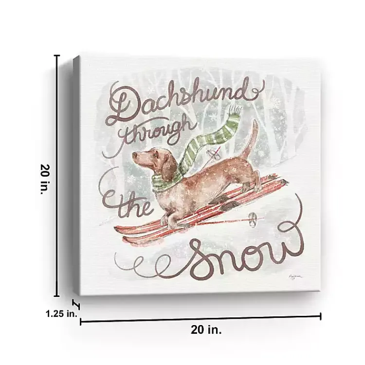 Christmas Art & Wall Decor>Kirklands Home Dachshund Through the Snow Canvas Art Print