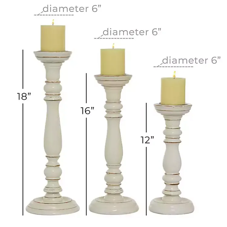 Candle Holders>Kirklands Home Daisy White Rustic 3-pc. Candle Holder Set
