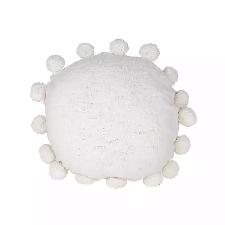 Pillows>Kirklands Home Daisy Soft Poms Round Throw Pillow White