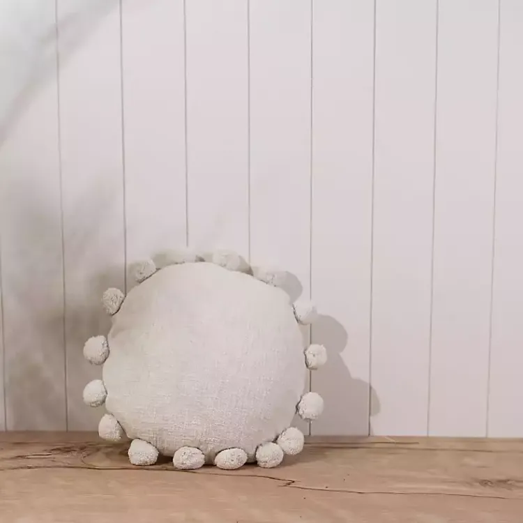 Pillows>Kirklands Home Daisy Soft Poms Round Throw Pillow White