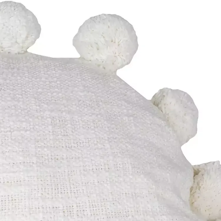 Pillows>Kirklands Home Daisy Soft Poms Round Throw Pillow White