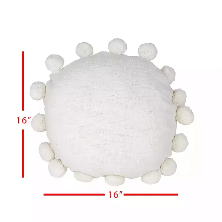 Pillows>Kirklands Home Daisy Soft Poms Round Throw Pillow White