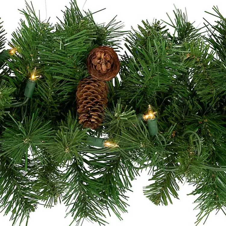 Arrangements & Greenery>Kirklands Home Dakota Pinecone Clear LED Lit Garland, 108 in. Green