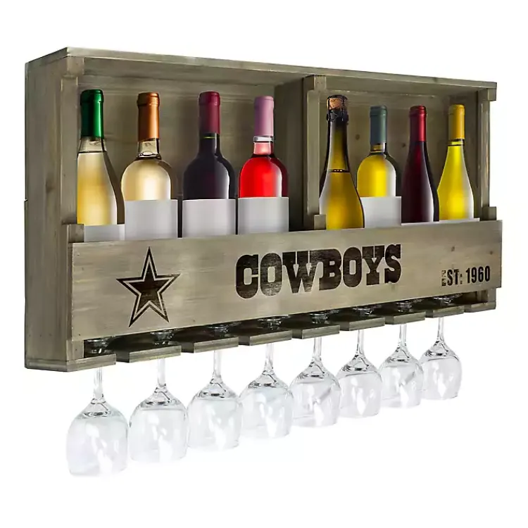 Kirklands Home Dallas Cowboys Reclaimed Wood Bar Shelf Gray