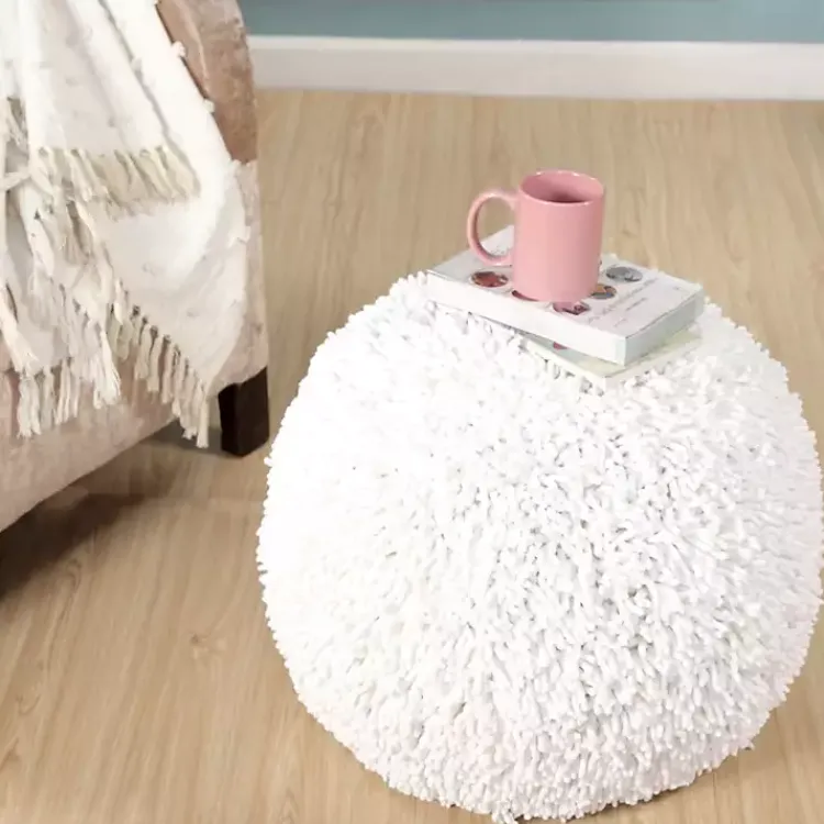 Poufs & Floor Cushions>Kirklands Home Dandelion Breeze Shaggy Pouf White