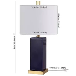Kirklands Home Dark Blue Ceramic Square Wendi Table Lamp White Outlet
