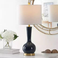 Kirklands Home Dark Blue Glass Gaetna Table Lamp White Sale