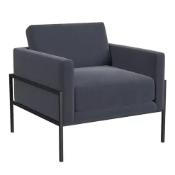 Kirklands Home Dark Velvet Black Metal Accent Chair Blue Discount