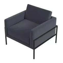 Kirklands Home Dark Velvet Black Metal Accent Chair Blue Discount