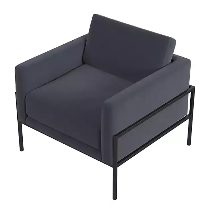 Kirklands Home Dark Velvet Black Metal Accent Chair Blue Discount