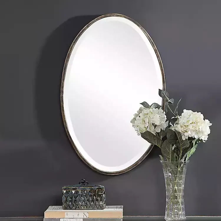Kirklands Home Dark Bronze Oval Wall Mirror