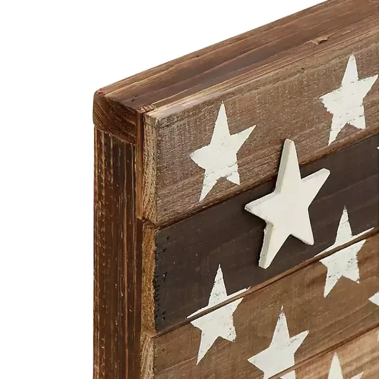 Kirklands Home Dark American Flag Wooden Wall Sculpture Brown Sale