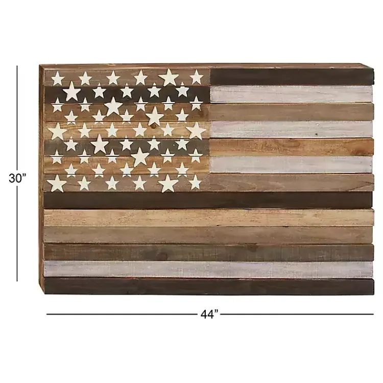 Kirklands Home Dark American Flag Wooden Wall Sculpture Brown Sale