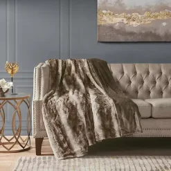 Blankets & Throws>Kirklands Home Dark Faux Fur Oversized Throw Blanket Brown