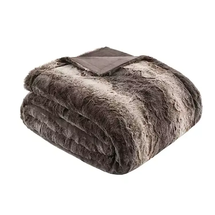 Blankets & Throws>Kirklands Home Dark Faux Fur Oversized Throw Blanket Brown