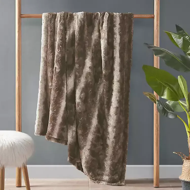 Blankets & Throws>Kirklands Home Dark Faux Fur Oversized Throw Blanket Brown