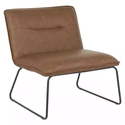 Kirklands Home Dark Faux Leather Sleigh Accent Chair Brown Hot