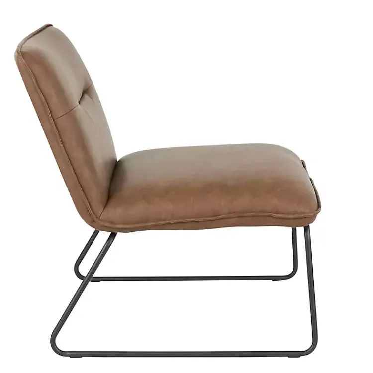 Kirklands Home Dark Faux Leather Sleigh Accent Chair Brown Hot