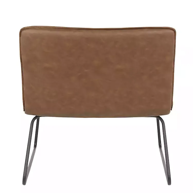 Kirklands Home Dark Faux Leather Sleigh Accent Chair Brown Hot