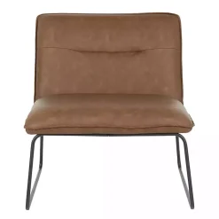 Kirklands Home Dark Faux Leather Sleigh Accent Chair Brown Hot
