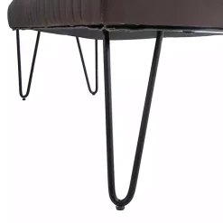 Kirklands Home Dark Leather Tufted Panel Bench Brown New