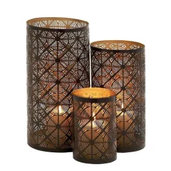 Candle Holders>Kirklands Home Dark Pierced Metal Candle Holders, Set of 3 Brown