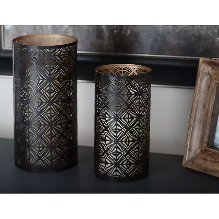 Candle Holders>Kirklands Home Dark Pierced Metal Candle Holders, Set of 3 Brown