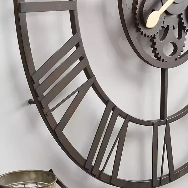 Kirklands Home Dark Brown Rutherford Gears Wall Clock Outlet