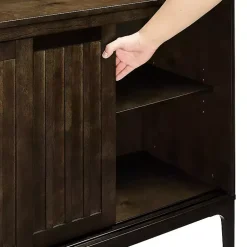 Kirklands Home Dark Slatted Sliding Door Sideboard Brown Online