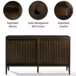 Kirklands Home Dark Slatted Sliding Door Sideboard Brown Online