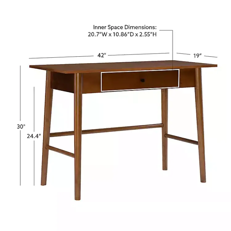 Kirklands Home Dark Wood 1-Drawer Midcentury Modern Desk Brown Clearance