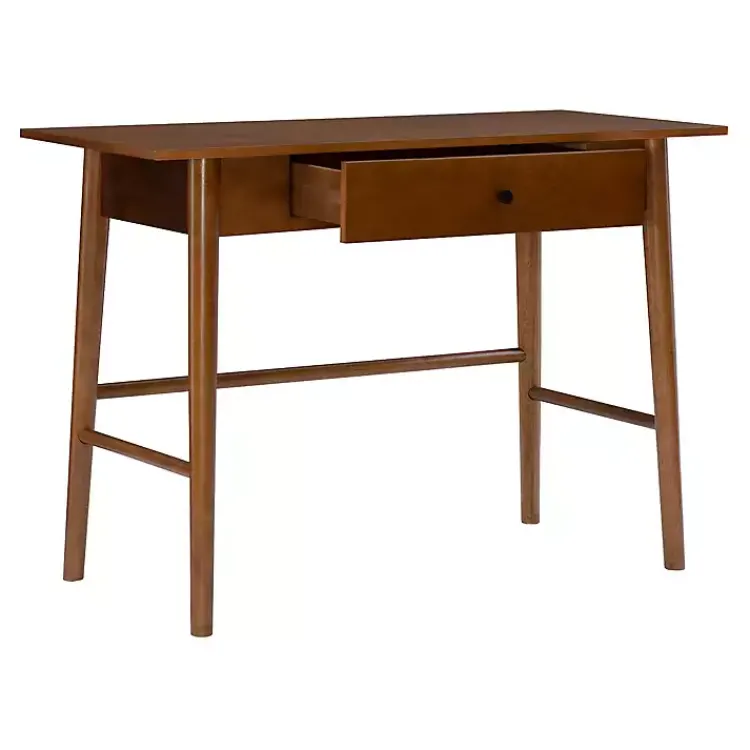 Kirklands Home Dark Wood 1-Drawer Midcentury Modern Desk Brown Clearance