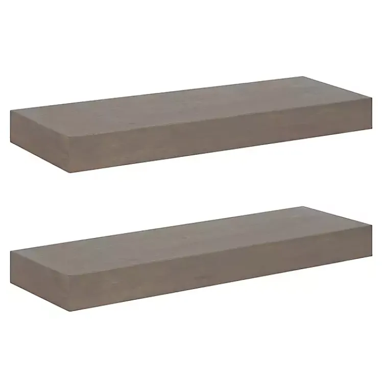 Kirklands Home Dark Brown Wood Floating Shelves, Set of 2 Hot