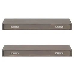 Kirklands Home Dark Brown Wood Floating Shelves, Set of 2 Hot