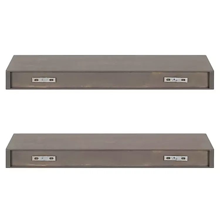 Kirklands Home Dark Brown Wood Floating Shelves, Set of 2 Hot