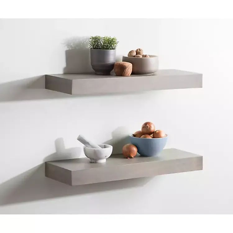 Kirklands Home Dark Brown Wood Floating Shelves, Set of 2 Hot
