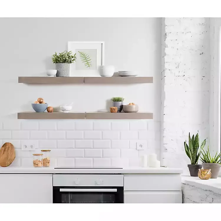 Kirklands Home Dark Brown Wood Floating Shelves, Set of 2 Hot