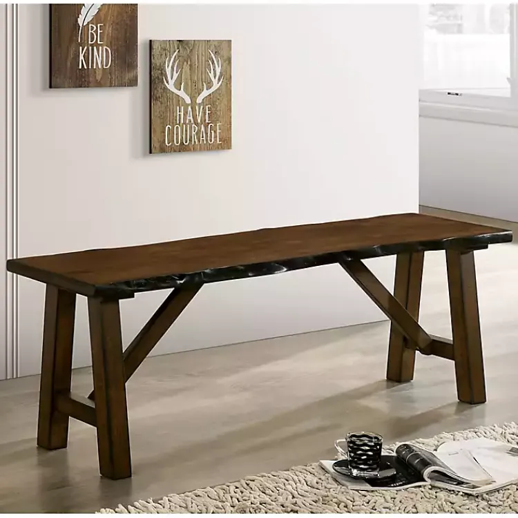 Kirklands Home Dark Wood Live Edge Bench Brown Best