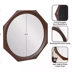 Kirklands Home Dark Wood Octagon Cyrus Wall Mirror Brown Sale