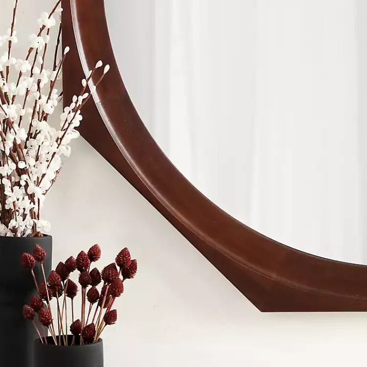 Kirklands Home Dark Wood Octagon Cyrus Wall Mirror Brown Sale