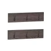 Kirklands Home Dark Brown Wooden 3-Hook Coat Racks, Set of 2 Online