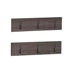 Kirklands Home Dark Brown Wooden 3-Hook Coat Racks, Set of 2 Online