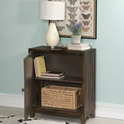 Kirklands Home Dark Chestnut Medallion Carved Cabinet Brown Online