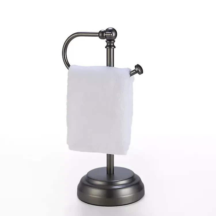 Kirklands Home Dark Chrome Hook Countertop Towel Holder Gray Sale